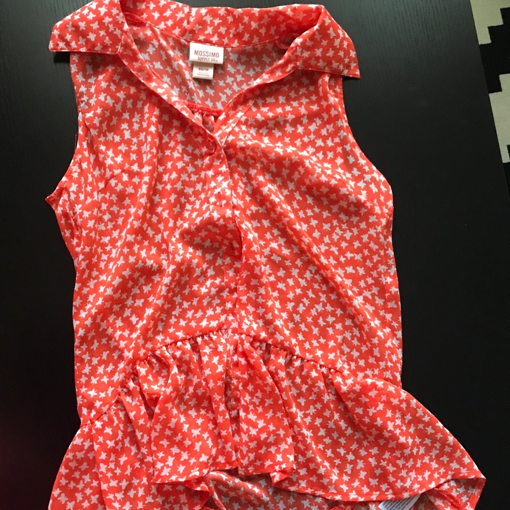 Bright orange sheet sleeveless blouse
